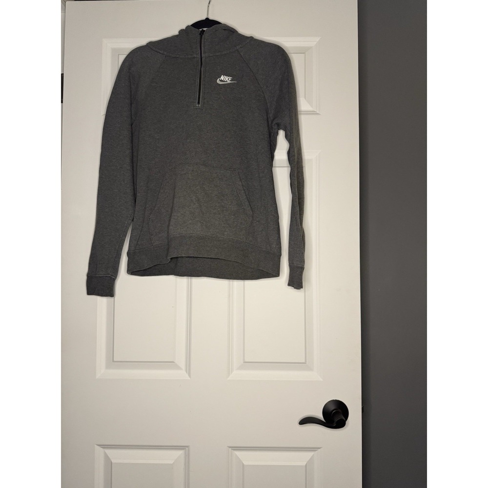 Nike Sportswear 1/4 Zip Pullover Hoodie Sweatshirt Gray Small